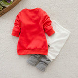 2PCS Long Sleeve Fox Top + Pant Set