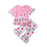 2pcs Rabbit Bodysuit+Ruffles Flare Pants