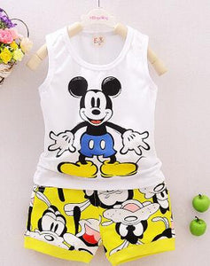 2017 New Summer mouse Baby Boys Clothing Set Vest and shorts pants Kids Boy suit Cartoon Sport Suit Vest childern clothes Set