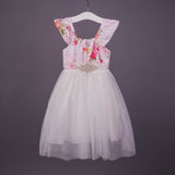 Floral Rhinestones Belt Dress