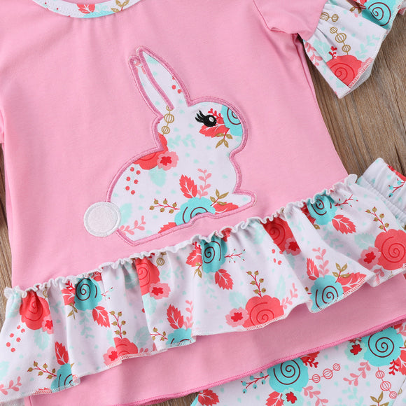 2pcs Rabbit Bodysuit+Ruffles Flare Pants