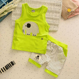 2pcs/sets Kids Boys Girls Summer Clothing Animal Vest+Bow Shorts