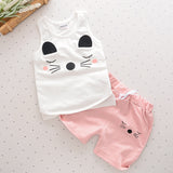 2pcs/sets Kids Boys Girls Summer Clothing Animal Vest+Bow Shorts