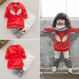 2PCS Long Sleeve Fox Top + Pant Set