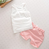 2pcs/sets Kids Boys Girls Summer Clothing Animal Vest+Bow Shorts