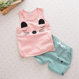 2pcs/sets Kids Boys Girls Summer Clothing Animal Vest+Bow Shorts