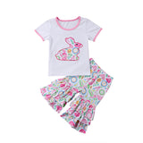 2pcs Rabbit Bodysuit+Ruffles Flare Pants