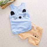 2pcs/sets Kids Boys Girls Summer Clothing Animal Vest+Bow Shorts
