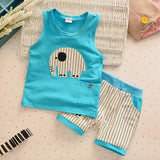 2pcs/sets Kids Boys Girls Summer Clothing Animal Vest+Bow Shorts