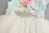 Floral Rhinestones Belt Dress