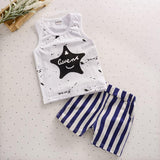 2pcs/sets Kids Boys Girls Summer Clothing Animal Vest+Bow Shorts