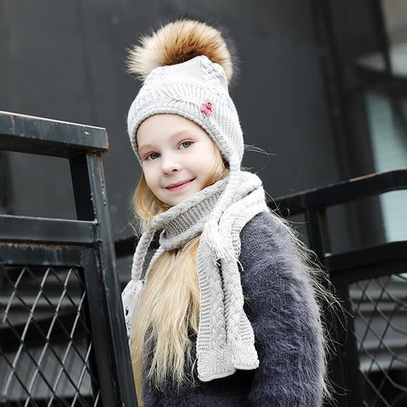 Hats And Scarf Set Pompom