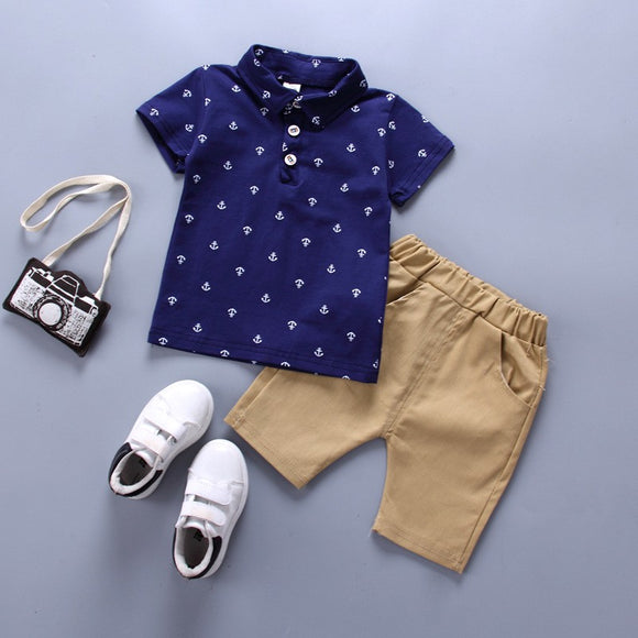 Anchor Set Navy blue White T-Shirts Shorts