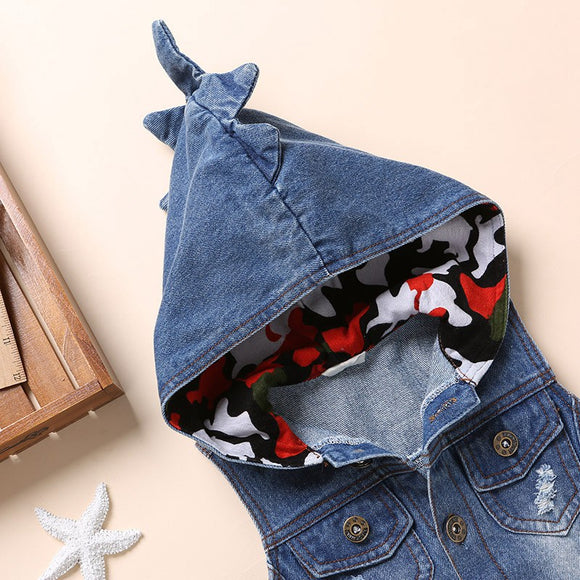 Denim Vest Hooded