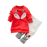 2PCS Long Sleeve Fox Top + Pant Set