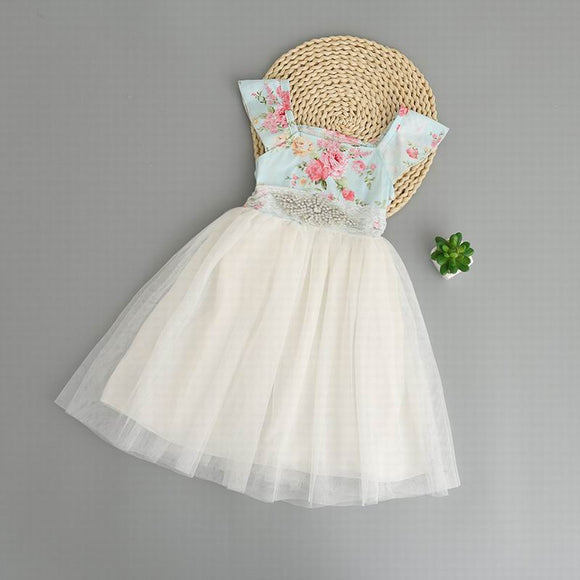 Floral Rhinestones Belt Dress