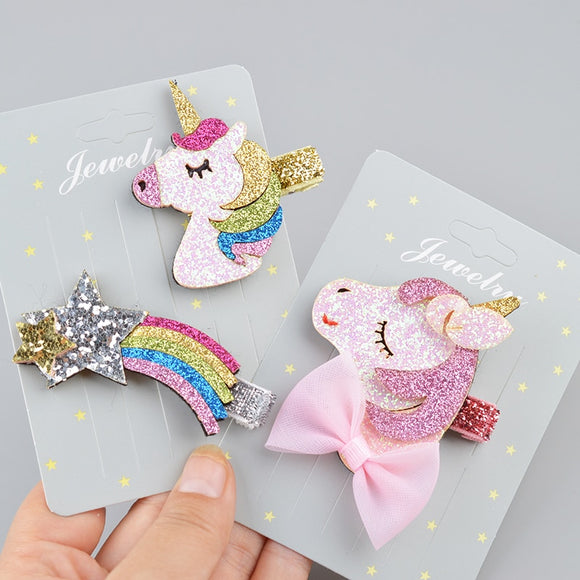 Unicorn/Star Hair Clips for Girls