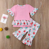 2pcs Rabbit Bodysuit+Ruffles Flare Pants