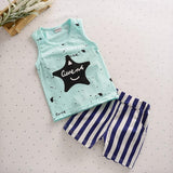 2pcs/sets Kids Boys Girls Summer Clothing Animal Vest+Bow Shorts
