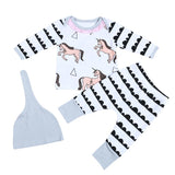 Unicorn T-shirt+Pants+Casual Hat 3pcs Set